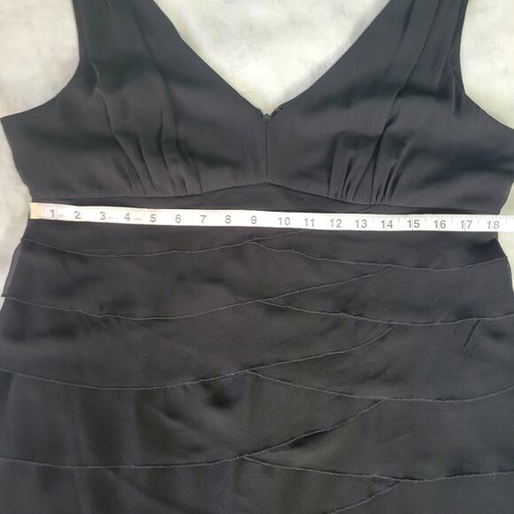 Jones New York Black Ruffle Tiered Chiffon Formal Sheath Dress Sz 16 - Picture 8 of 10